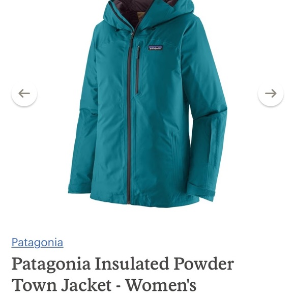 Patagonia Womens Teal Powder Town Insulated Ski Jacket - Picture 4 of 7